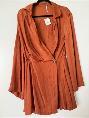 Free People Burnt Orange Wrap Mini Dress